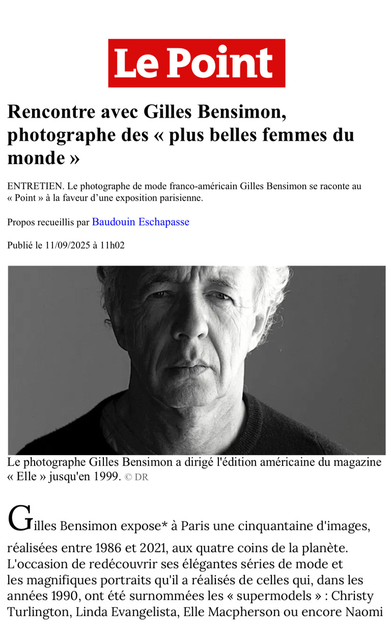 Oana Ivan Gallery - Rencontre avec Gilles Bensimon, photographe des "plus belles femmes du monde"